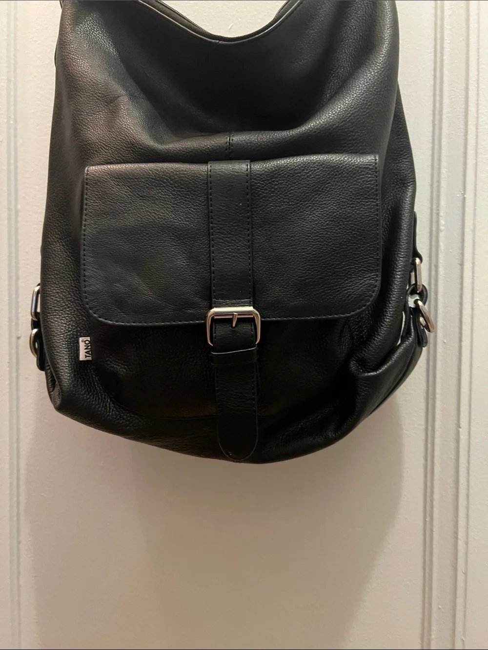 Tano Black Leather Hobo Shoulder Bag - Picture 3 of 9